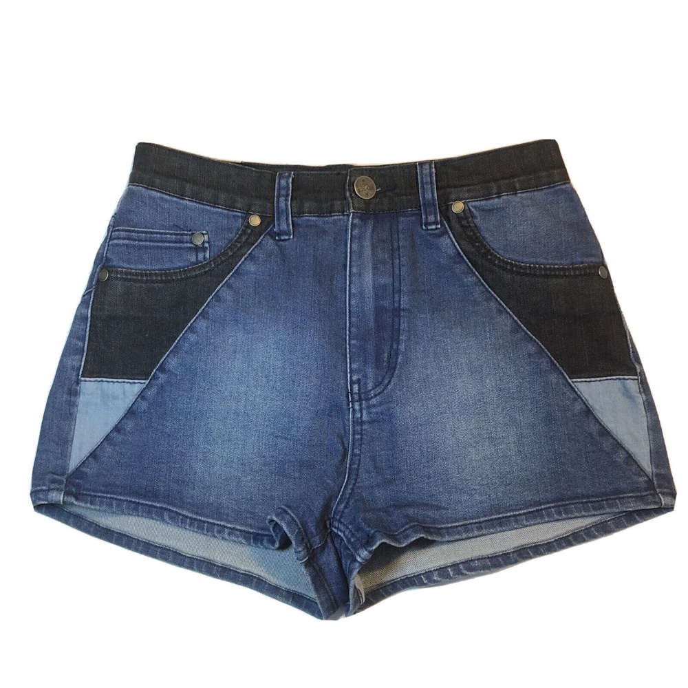 Neon Blonde Women’s Contrast Denim Short Shorts Size 29 Urban Outfitters